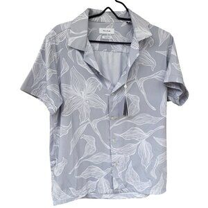 New Porter & Ash Kinetic Stretch Floral Short Sleeve Medium Button Down Shirt